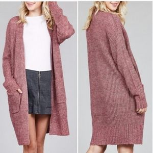 Active USA long line sweater with pockets pink Large